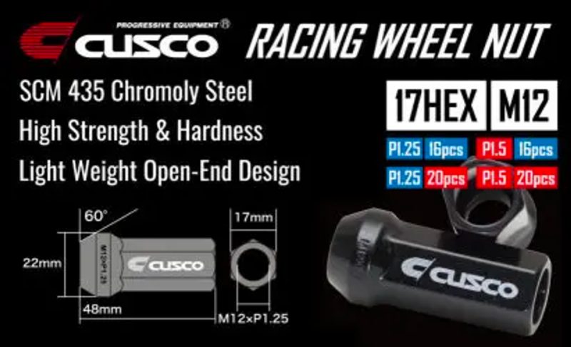 

Cusco 00B 738 12520B - CUS00B 738 12520B - Cusco Wheel Lug Nut Set - M12 x P1.25mm - Black (20pcs) - Shipped in Europe - Tuningsupply.com
