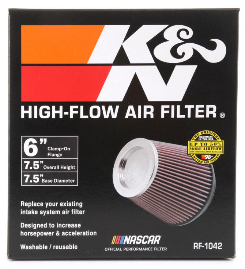 

K&N Engineering RF-1042 - KNNRF-1042 - K&N Round Tapered Universal Air Filter 6in Flange ID x 7.5in Base OD x 5in Top OD x 6.5in Height - Shipped in Europe - Tuningsupply.com
