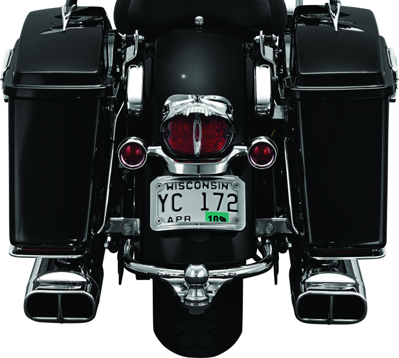 Kuryakyn Curved License Plate Mount Chrome-tuningsupply.com