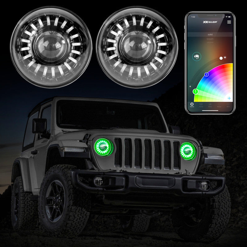 

XKGLOW XK-7IN-JP-KIT-JL - XKGXK-7IN-JP-KIT-JL - XK Glow 2pc 7in App Control RGB Wrangler JL Headlight Kit w/ Mounting Brackets - Shipped in Europe - Tuningsupply.com
