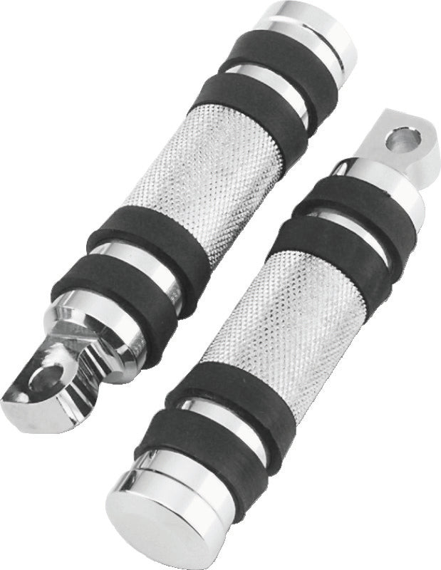 Bikers Choice Big Twin & XL Chrome Knurled Male Mount Footpegs W/Rubber Bands Pr.-tuningsupply.com