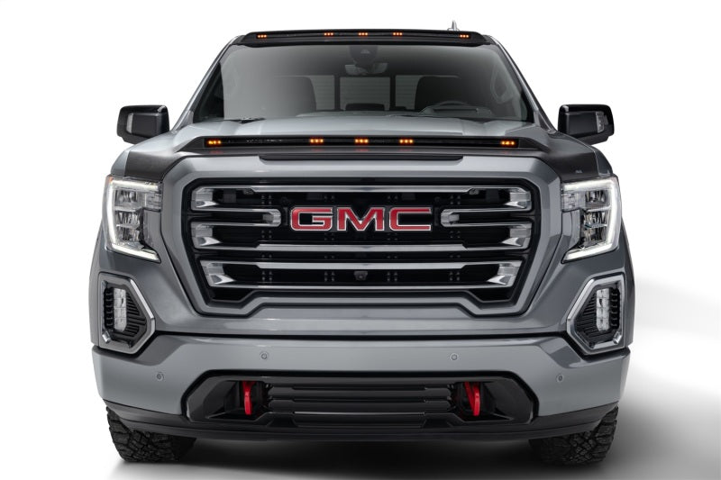 AVS 19-22 GMC Sierra 1500 Aeroskin Low Profile Hood Shield w/ Lights - Black-tuningsupply.com