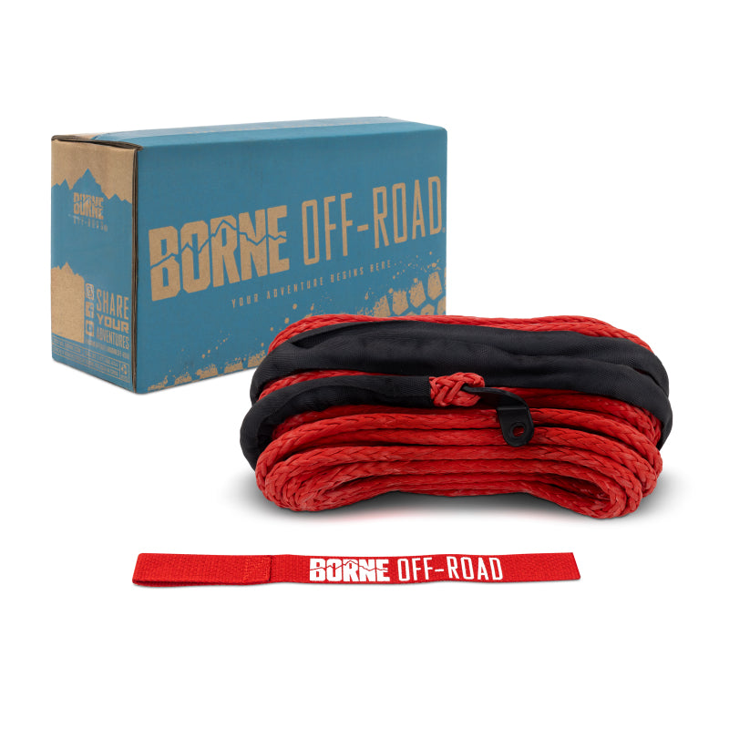 Borne Off-Road Synthetic Rope - 3/8in x 85ft - Red-tuningsupply.com