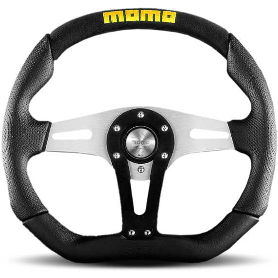 Momo Trek Steering Wheel 350 mm - Black AirLeather/Brshd Al Spokes-tuningsupply.com