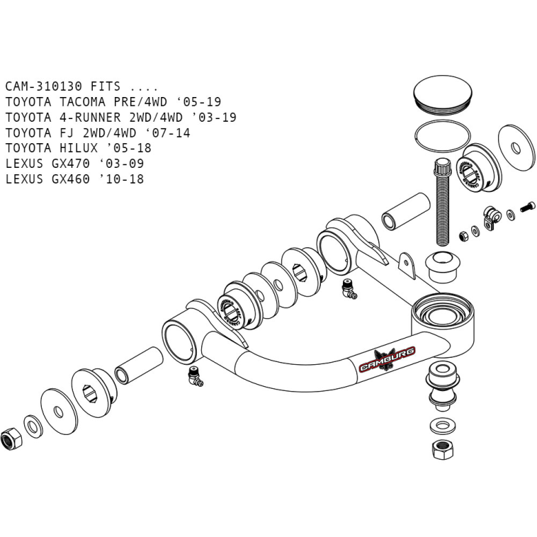 Camburg Toyota Tacoma Pre/4WD 05-23 / 4-Runner 03-23 / FJ 07-14 1.25in Uniball Upper Arms w/ covers-tuningsupply.com