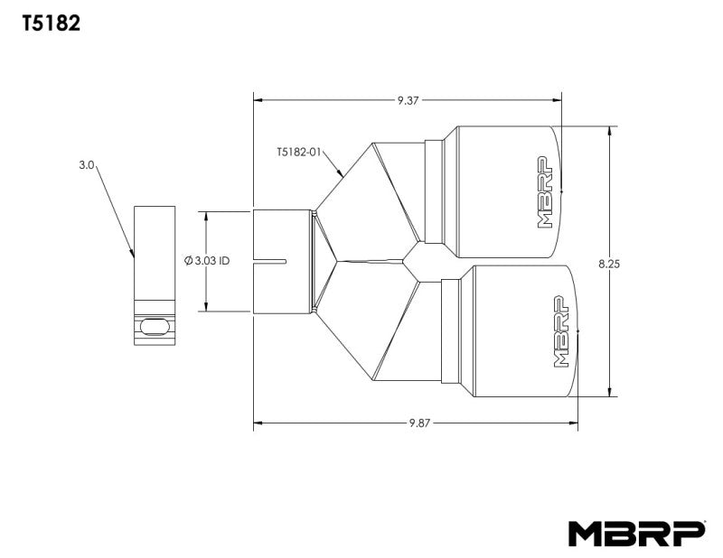 MBRP 3in ID / Dual 4in OD Out Staggered L 9.87in / R 9.37in Single Wall T304 SS Univ Exhaust Tip-tuningsupply.com