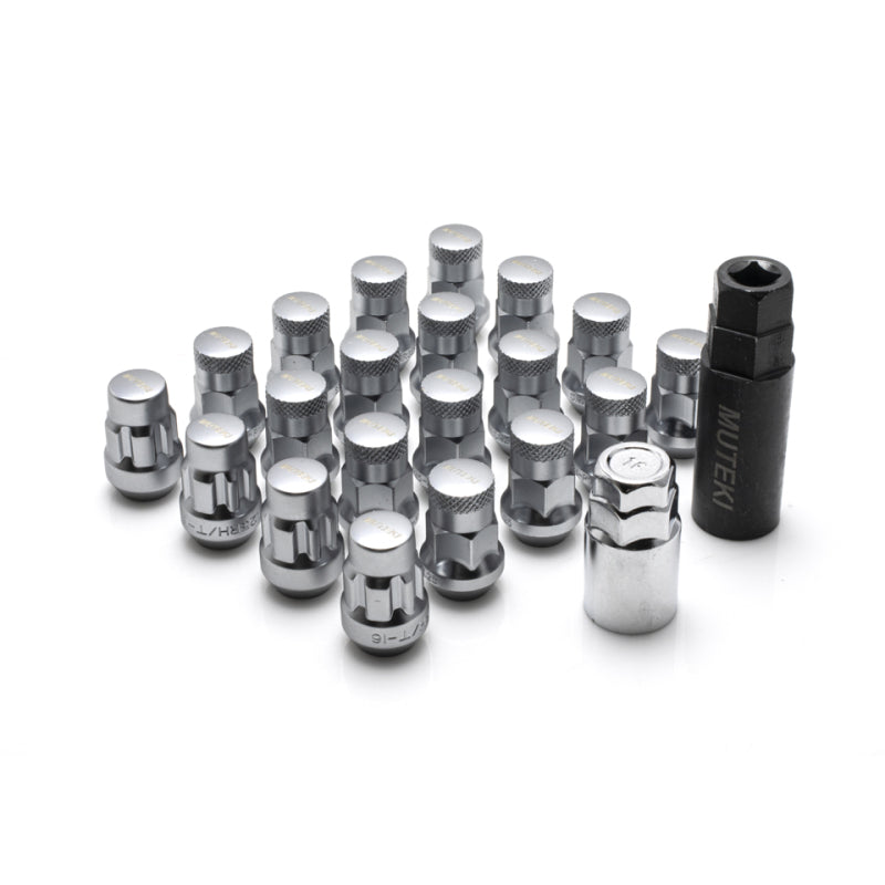 Wheel Mate Muteki SR35 Close End Lug Nuts w/ Lock Set - Satin Silver 12x1.50 35mm