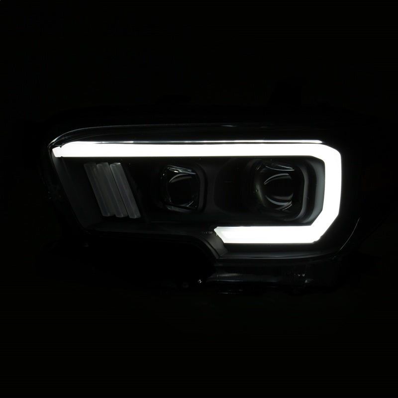 ANZO 2016-2017 Toyota Tacoma Projector Headlights w/ Plank Style Switchback Black w/ Amber-tuningsupply.com