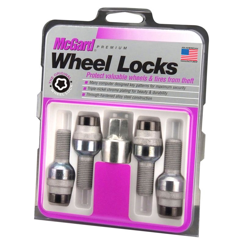 McGard Wheel Lock Bolt Set - 4pk. (Radius Seat) M14X1.5 / 17mm Hex / 28.2mm Shank Length - Black-tuningsupply.com