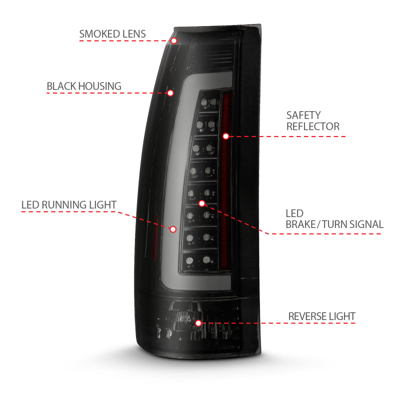 

ANZO 311345 - ANZ311345 - ANZO 1999-2000 Cadillac Escalade LED Taillights Black Housing Smoke Lens Pair - Shipped in Europe - Tuningsupply.com
