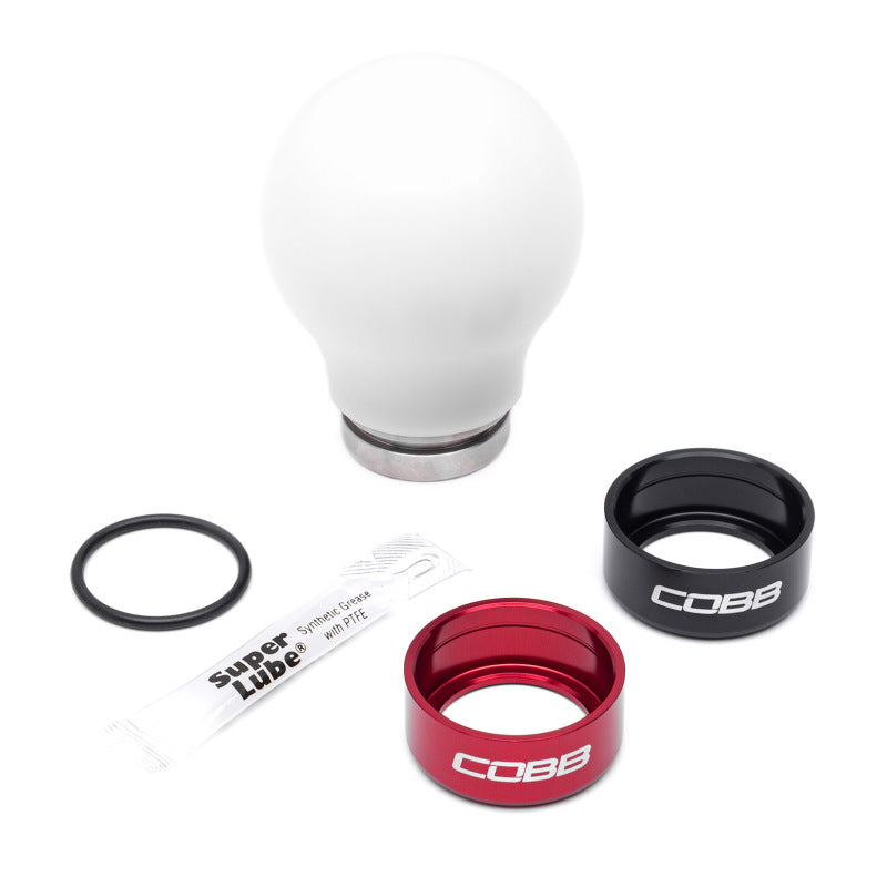 

COBB  - COBB213360-W - Cobb Subaru 6-Speed Weighted COBB Shift Knob - White (Incl. Both Red + Blk Collars) - Shipped in Europe - Tuningsupply.com
