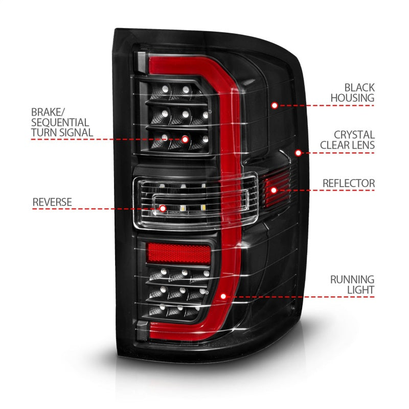 

ANZO 311464 - ANZ311464 - ANZO 14-18 GMC Sierra 1500 Full LED Taillights Black Housing Clear Lens (w/C Light Bars) - Shipped in Europe - Tuningsupply.com
