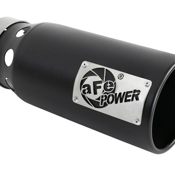 aFe SATURN 4S 4in SS Intercooled Exhaust Tip - Black 4in In x 5in Out x 12in L Bolt-On-tuningsupply.com