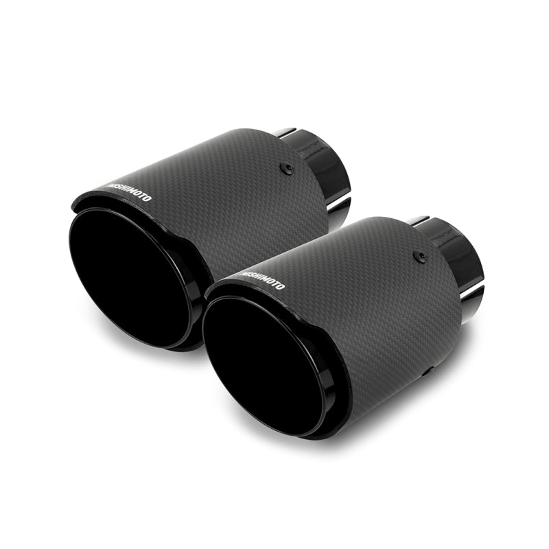 Mishimoto 2x Carbon Fiber Muffler Tip 2.5in Inlet 3.5in Outlet Black-tuningsupply.com