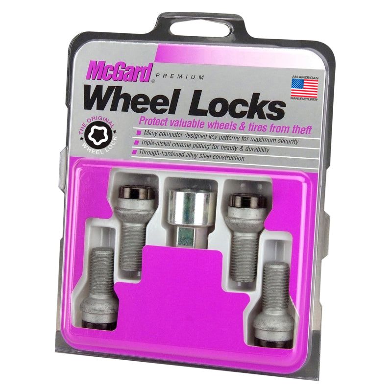 McGard Wheel Lock Bolt Set - 4pk. (Radius Seat) M14X1.5 / 17mm Hex / 27.0mm Shank Length - Black-tuningsupply.com