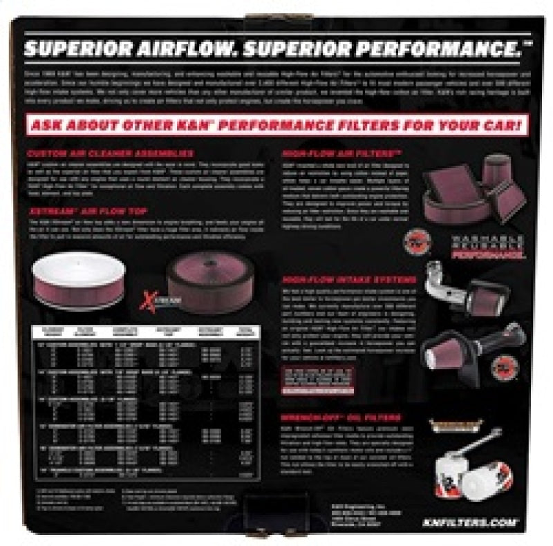 

K&N Engineering 60-1280 - KNN60-1280 - K&N 14in Red Custom Air Cleaner Assembly - 5.125in ID x 14in OD x 2.75in H x 1.25in Drop Base - Shipped in Europe - Tuningsupply.com
