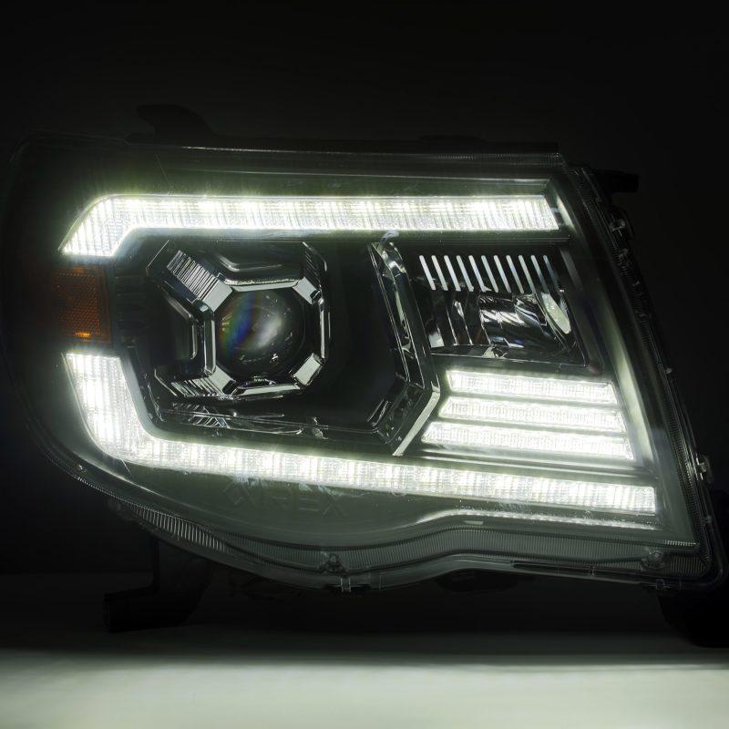 AlphaRex 05-11 Toyota Tacoma PRO-Series Projector Headlights Plank Style Design Alpha Black w/DRL-tuningsupply.com