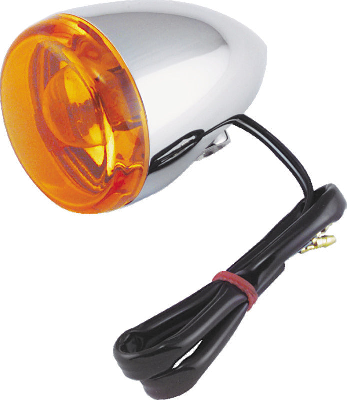 Bikers Choice Chrome Bullet Rear Turn Signal Single Filament Amber Replaces 67104-83 68977-00-tuningsupply.com