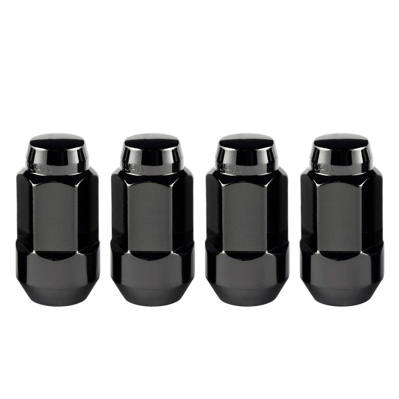 McGard Hex Lug Nut (Cone Seat Bulge Style) M14X1.5 / 22mm Hex / 1.945in. Length (4-Pack) - Black-tuningsupply.com