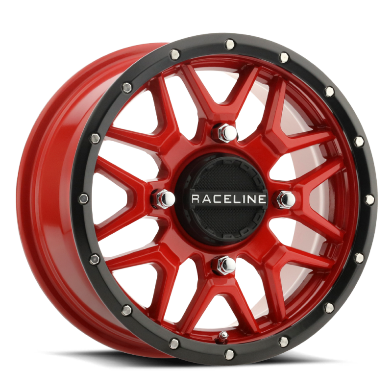 Raceline A94R Krank 14x7in / 4x156 BP / 38mm Offset / 132.5mm Bore - Red & Black Lip Wheel-tuningsupply.com