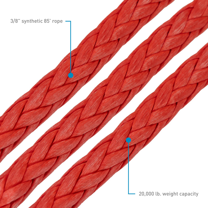 Borne Off-Road Synthetic Rope - 3/8in x 85ft - Red-tuningsupply.com