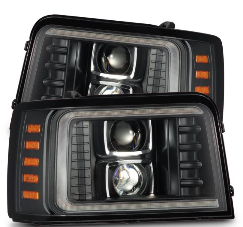 AlphaRex 92-96 Ford F-Series/Bronco LUXX-Series Proj Headlights Blk w/Actv Light SeqSig & SBDRL-tuningsupply.com