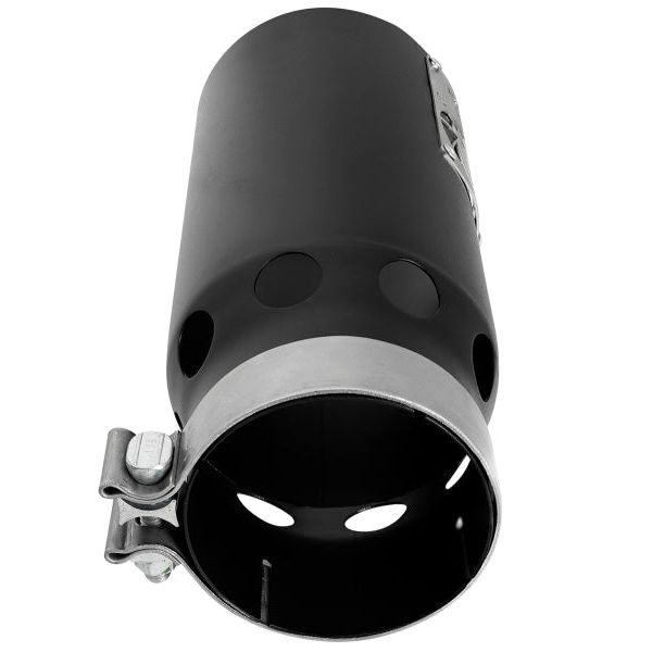 aFe SATURN 4S 4in SS Intercooled Exhaust Tip - Black 4in In x 5in Out x 12in L Bolt-On-tuningsupply.com