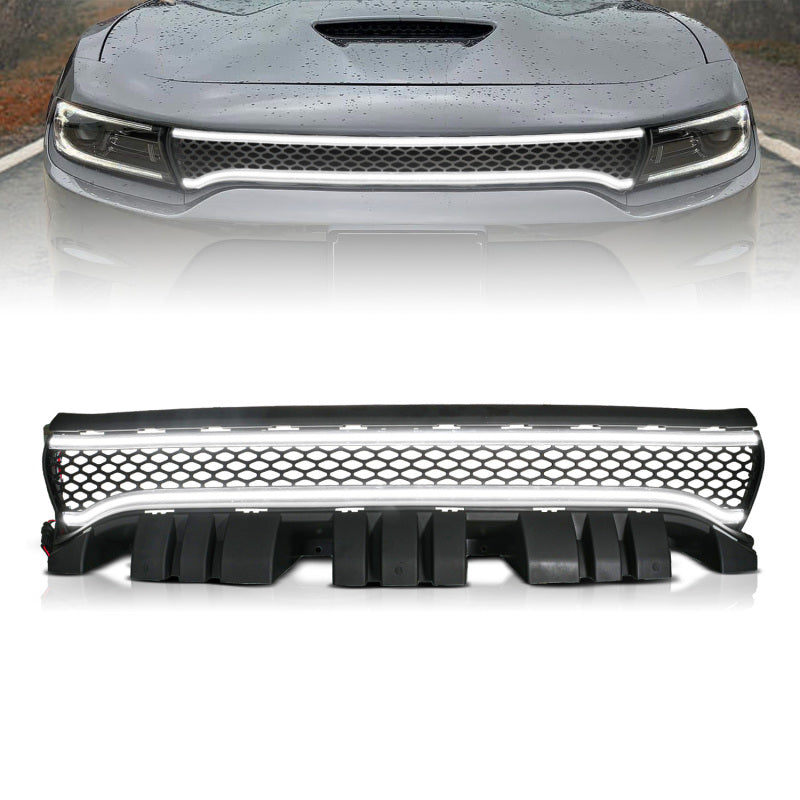 ANZO 15-23 Dodge Charger Black LED Grille w/ Initiation & Running Light/DRL Bar-tuningsupply.com