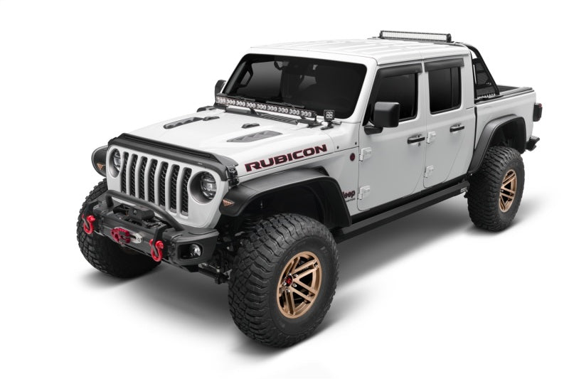 AVS 2018-2019 Jeep Wrangler (JL) Aeroskin Low Profile Hood Shield w/ Lights - Black-tuningsupply.com