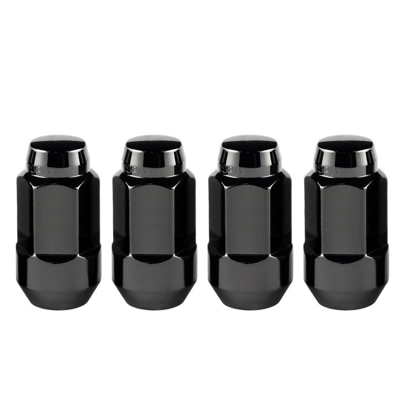 McGard Hex Lug Nut (Cone Seat Bulge Style) M14X1.5 / 22mm Hex / 1.945in. Length (4-Pack) - Black-Lug Nuts-McGard-MCG64034-SMINKpower Performance Parts