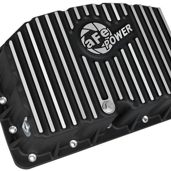 AFE Pro Series Engine Oil Pan Black w/Machined Fins; 11-16 Ford Powerstroke V8-6.7L (td)-tuningsupply.com