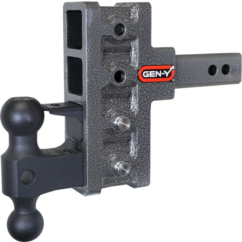 Gen-Y Mega Duty 2in Shank 5in Offset Drop 2K TW 16K Hitch w/GH-051 Dual-Ball/GH-032 Pintle Lock-tuningsupply.com