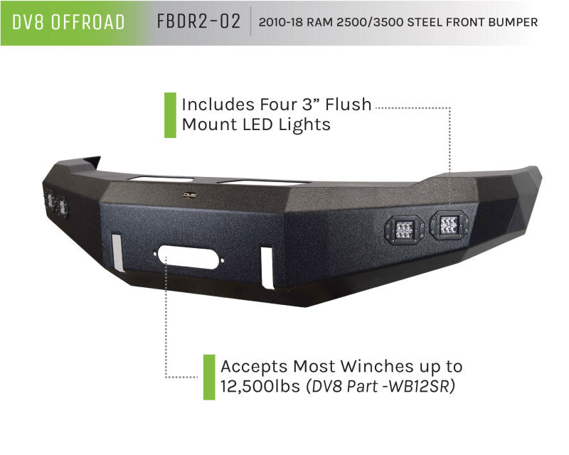 

DV8 Offroad  - DVEFBDR2-02 - DV8 Offroad 10-14 Dodge Ram 2500/3500 Front Bumper - Shipped in Europe - Tuningsupply.com

