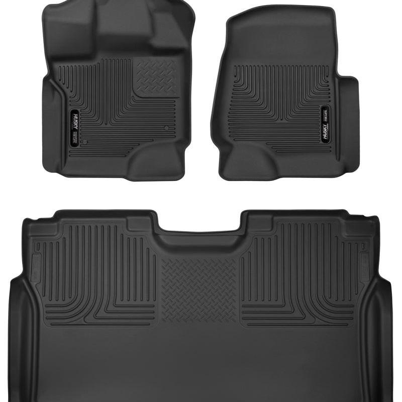 Husky Liners 15-23 Ford F-150 SuperCrew Cab X-Act Contour Front & 2nd Row Seat Floor Liners - Black-tuningsupply.com