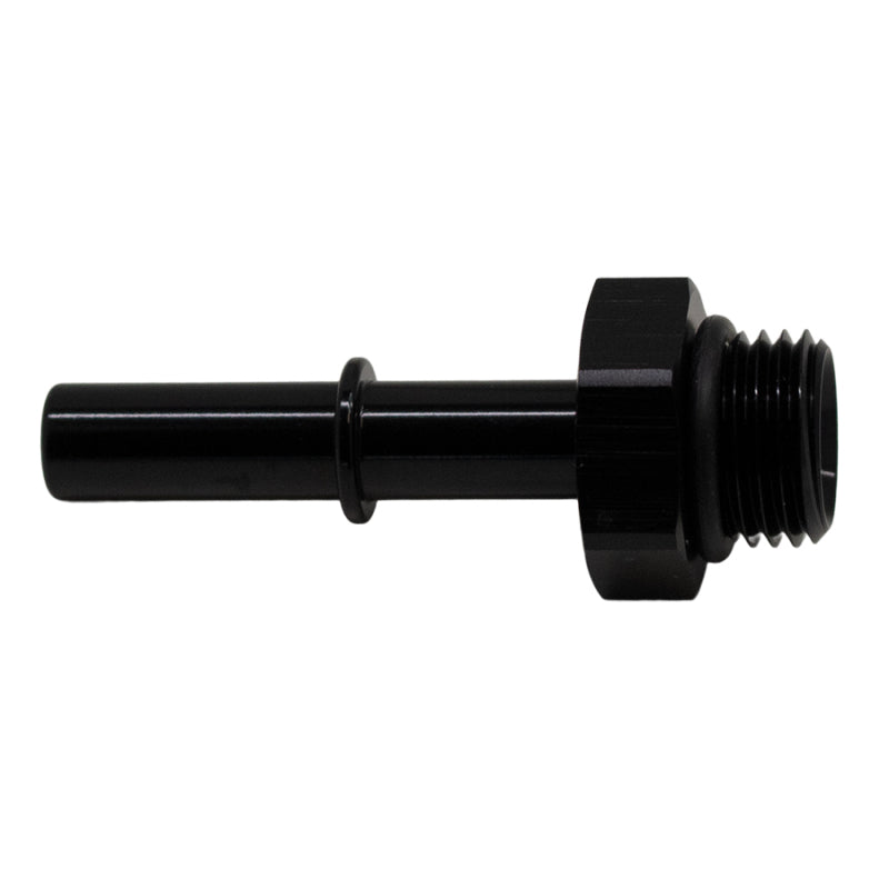 DeatschWerks 6AN ORB Male to 5/16in Male EFI Quick Connect Adapter - Anodized Matte Black-tuningsupply.com