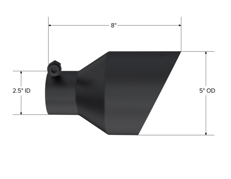 

MBRP T5203BLK - MBRPT5203BLK - MBRP Black-Coated Tip 2.5in ID, 5in OD Out, 8in Length, Angle Cut, Dual Wall - Shipped in Europe - Tuningsupply.com
