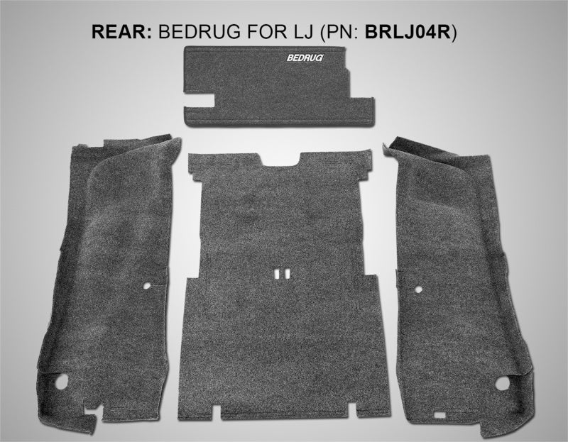 
  

BedRug  - BEDBRLJ04R - BedRug 03-06 Jeep LJ Unlimited Rear 4pc Cargo Kit (Incl Tailgate & Tub Liner) - Shipped in Europe - Tuningsupply.com

