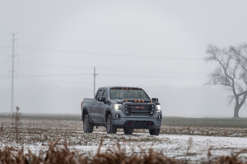 AVS 19-22 GMC Sierra 1500 Aeroskin Low Profile Hood Shield w/ Lights - Black-tuningsupply.com