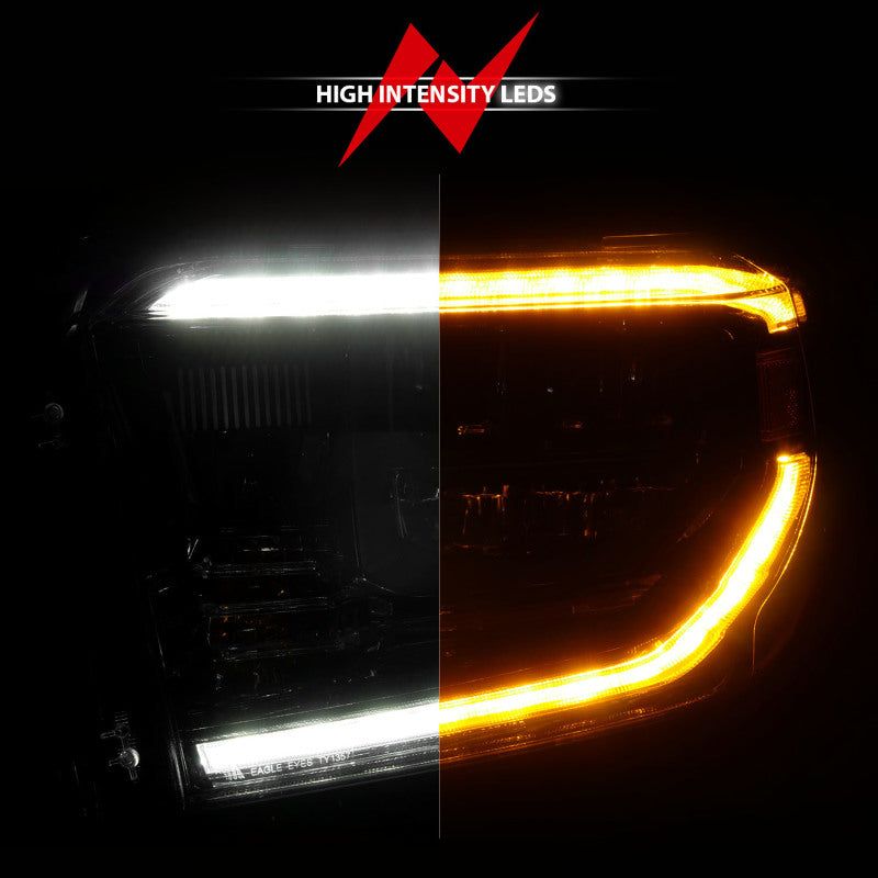 ANZO 14-21 Toyota Tundra (OE Halogen w/LED DRL) LED Crystal Headlights w/ Switchback &amp; DRL - Blk-tuningsupply.com