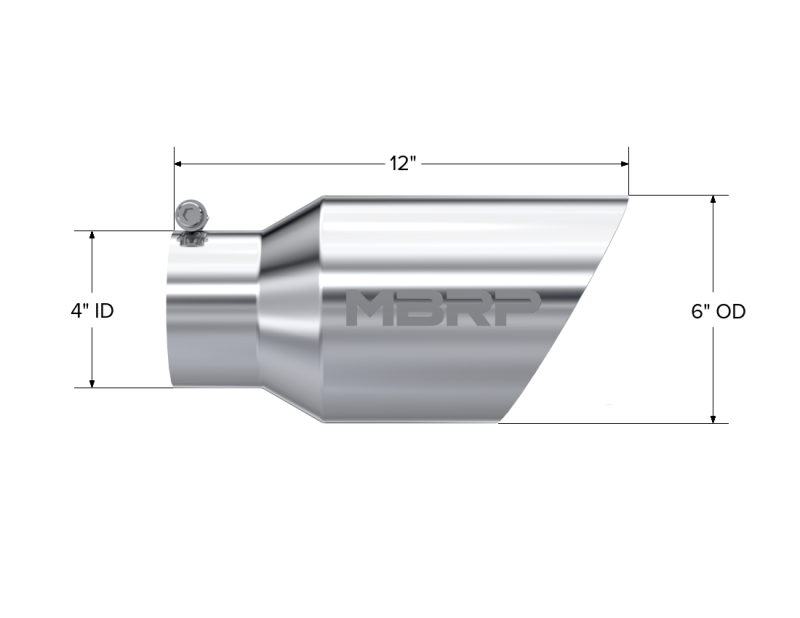 MBRP Universal Tip 6 O.D. Dual Wall Angled 4 inlet 12 length-tuningsupply.com