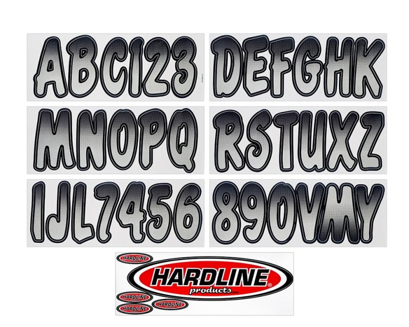 

Hardline SIBKG200 - HRLSIBKG200 - Hardline Boat Lettering Registration Kit 3 in. - 200 Silver/Black - Shipped in Europe - Tuningsupply.com

