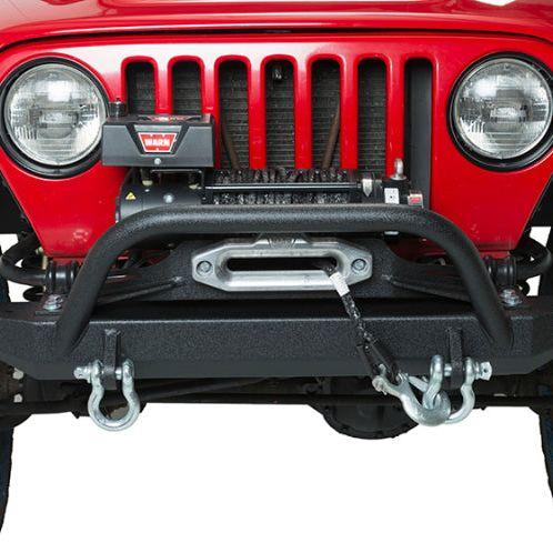 Fishbone Offroad 97-06 Jeep Wrangler TJ Rubicon Front Bumper W/Winch Guard - Blk Textured Powdercoat-tuningsupply.com