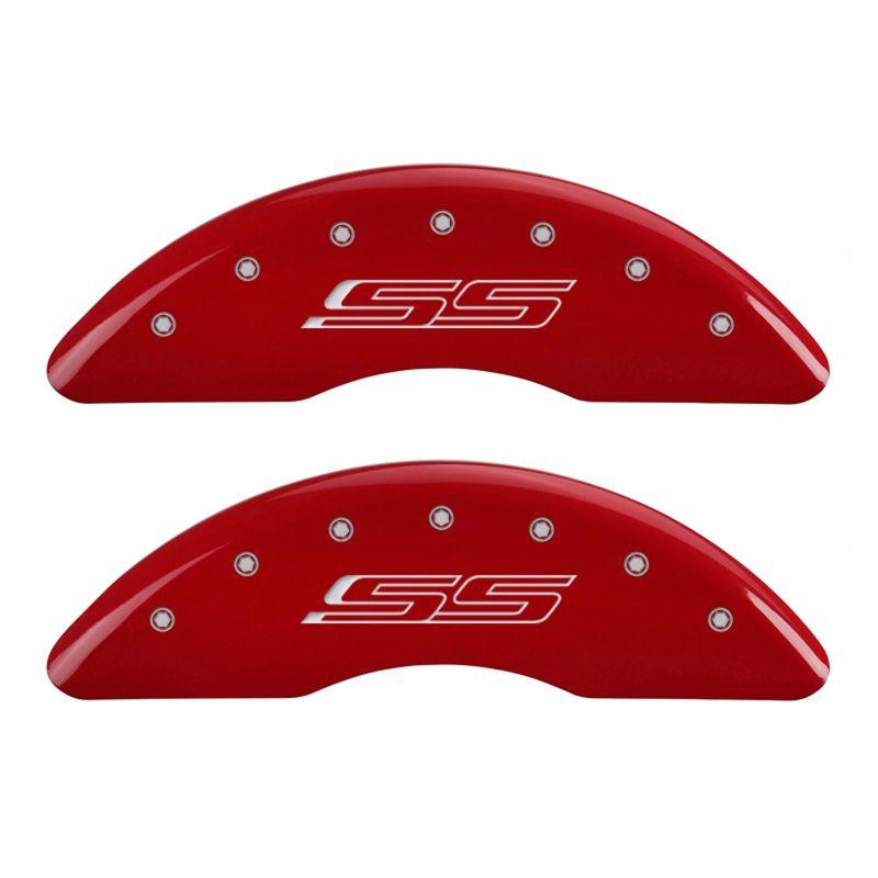 MGP 4 Caliper Covers Engraved Front & Rear Gen 5/SS Red finish silver ch-tuningsupply.com