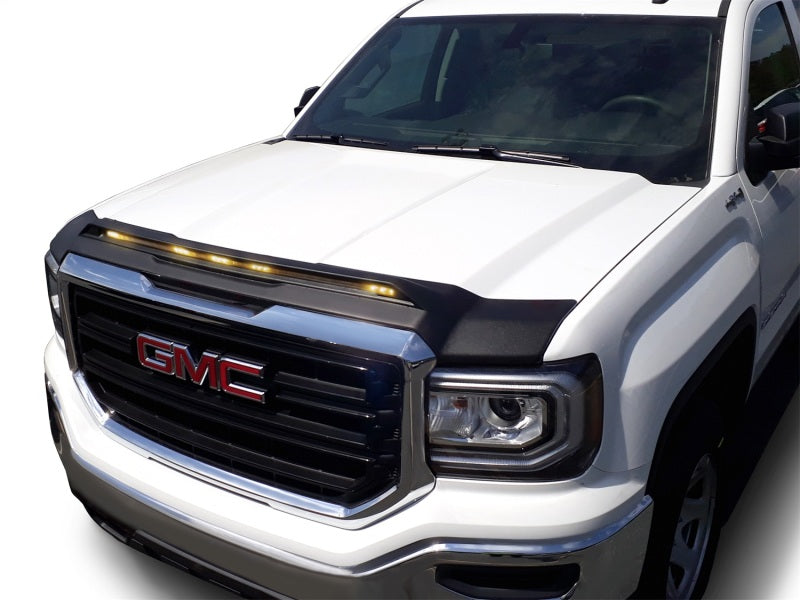 AVS 2014-2018 GMC Sierra 1500 Aeroskin Low Profile Hood Shield w/ Lights - Black-tuningsupply.com