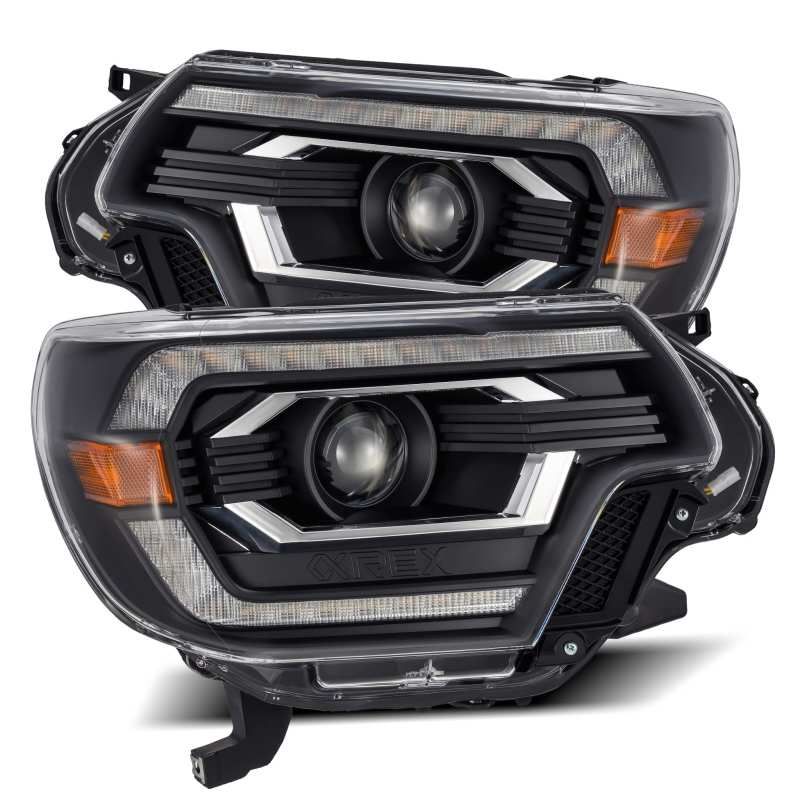 AlphaRex 12-15 Toyota Tacoma LUXX LED Projector Headlights Plank Style Black w/DRL-tuningsupply.com