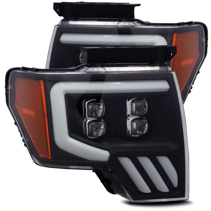 AlphaRex 09-14 Ford F-150 NOVA LED Proj Headlights Plank Style Matte Black w/Activ Light/Seq Signal-tuningsupply.com