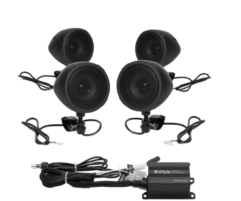 Boss Audio Systems Motorcycle Speaker Amplifier/ Bluetooth/ 3in Speakers 2 Pair- Black-tuningsupply.com