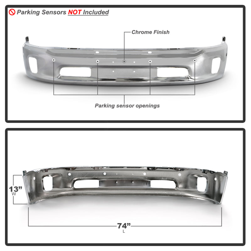 

SPYDER  - SPY9948497 - Spyder Dodge Ram 1500 14-18 Bottom w/Sensor w/Fog Light Hole Front Bumper - Chrome (OEM 68160857AA) - Shipped in Europe - Tuningsupply.com
