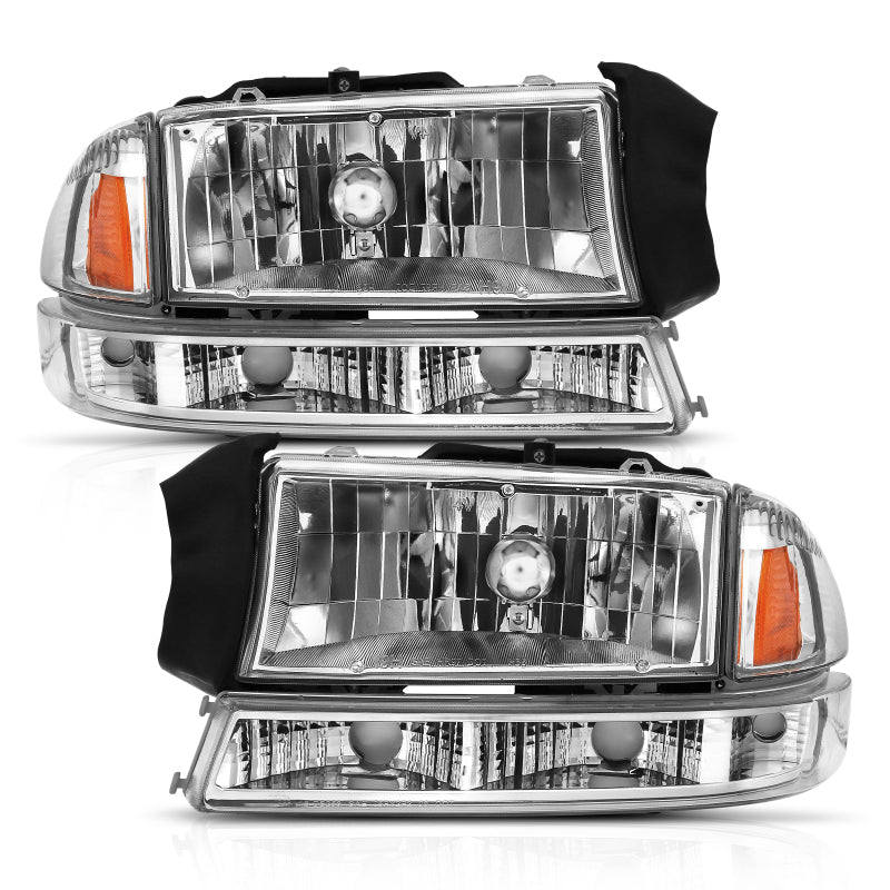 

ANZO  - ANZ111455 - ANZO 1997-2004 Dodge Dakota Crystal Headlight Set Chrome Amber - Shipped in Europe - Tuningsupply.com
