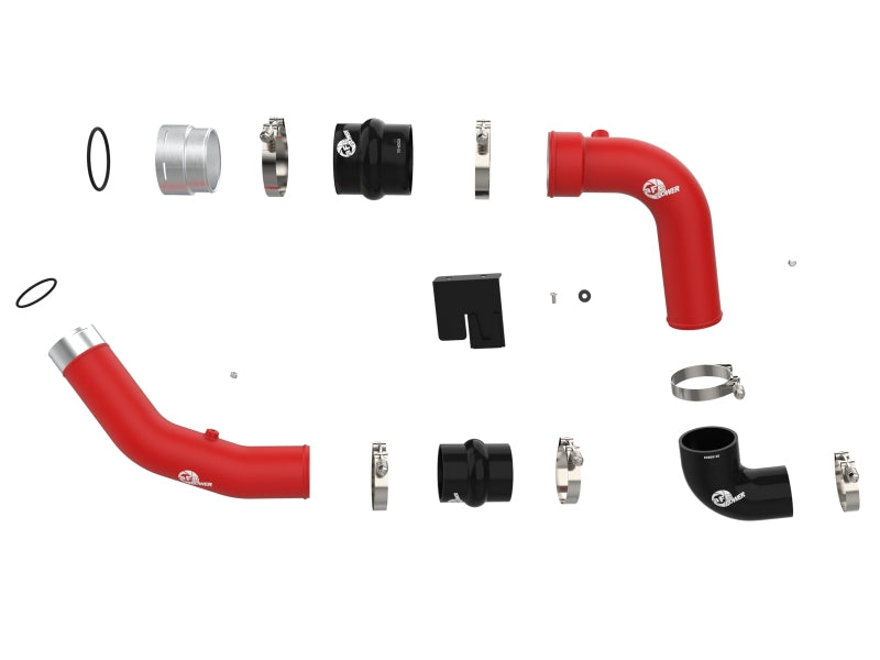 aFe 23-24 Ford Diesel Trucks V8-6.7L (td) BladeRunner Aluminum Hot and Cold Charge Pipe Kit - Red-tuningsupply.com